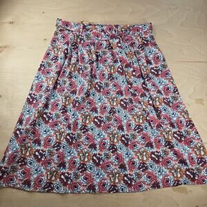 Banana Republic Pink Wine Floral Print Midi Skirt size 14